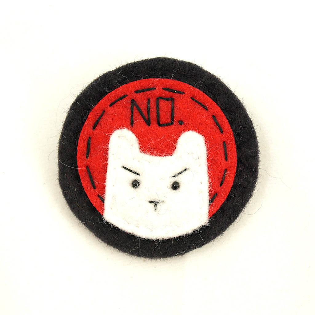 Red and White NO Kitty Brooch Cats Like Us