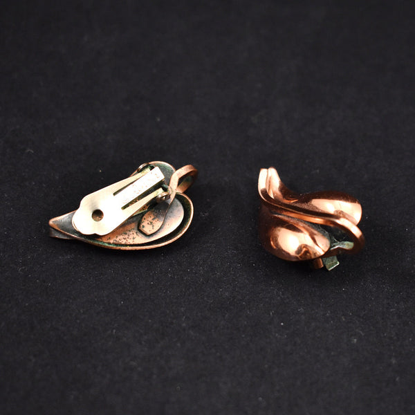Renoir Copper Vintage Leaf Earrings Cats Like Us