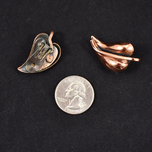 Renoir Copper Vintage Leaf Earrings Cats Like Us