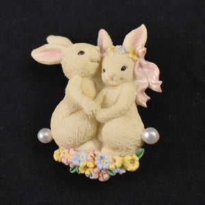 Resin Bunny Couple Pin Cats Like Us