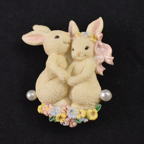 Resin Bunny Couple Pin Cats Like Us