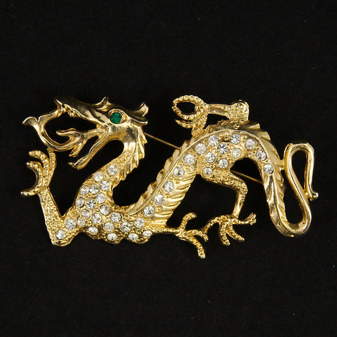 Rhinestone Dragon Brooch Cats Like Us
