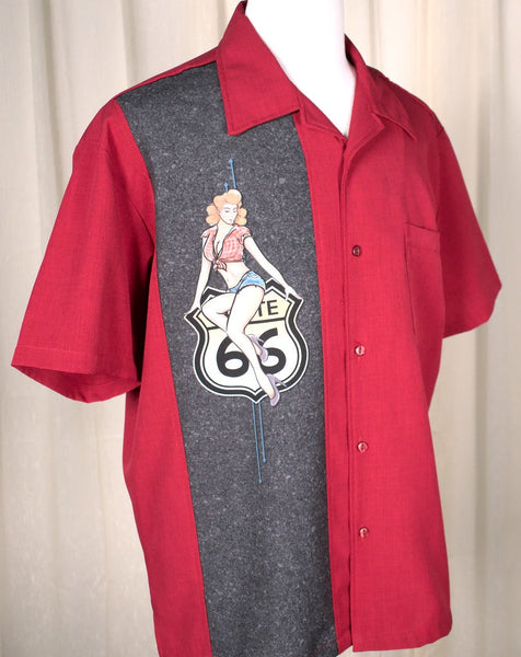 Route 66 Pinup Panel Shirt Cats Like Us