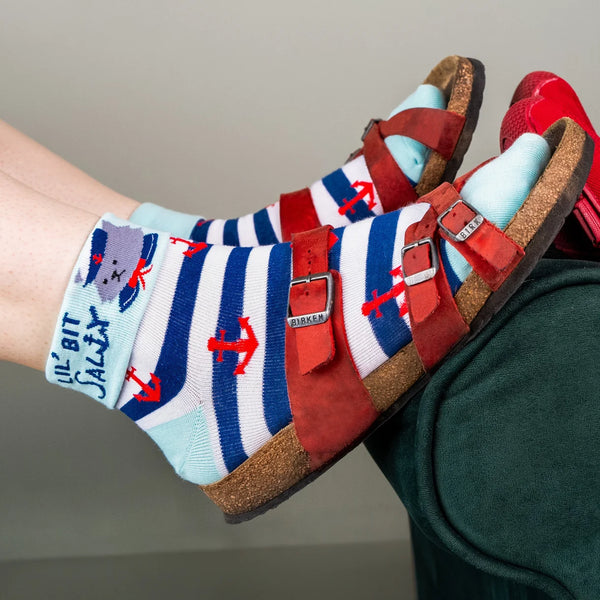 Lil' Bit Salty Cat Sailor Cuff Socks