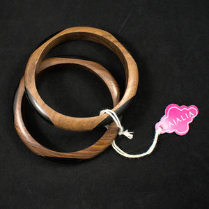 Set of Two Oval Dot Wood Bangle Vintage Bracelets Cats Like Us
