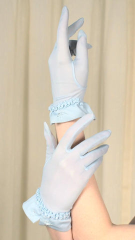 Sheer Baby Blue Beaded Gloves Cats Like Us