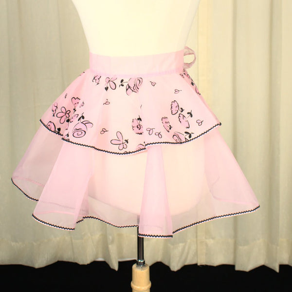 Sheer Pink & Black Floral Apron Cats Like Us