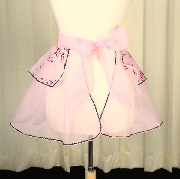 Sheer Pink & Black Floral Apron Cats Like Us