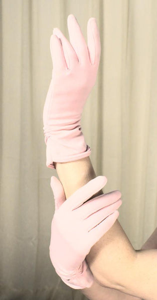 Short Baby Pink Ruched Gloves Cats Like Us