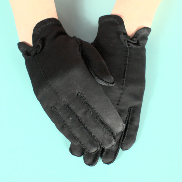 Short Black Bow Gloves Cats Like Us