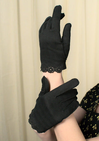 Short Black Eyelet Gloves Cats Like Us