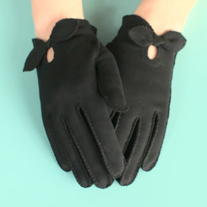 Short Black Keyhole Bow Gloves Cats Like Us