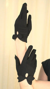 Short Black Keyhole Bow Gloves Cats Like Us
