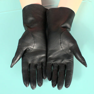 Short Black Leather Gloves Cats Like Us