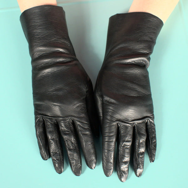 Short Black Leather Gloves Cats Like Us