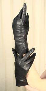 Short Black Leather Gloves Cats Like Us