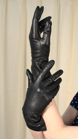 Short Black Leather Gloves Cats Like Us