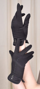 Short Black Tiny Button Vintage Gloves Cats Like Us
