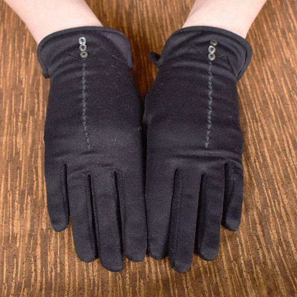 Short Black Tiny Button Vintage Gloves Cats Like Us