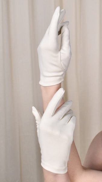 Short Cream Elastic Gloves Cats Like Us