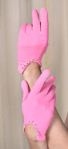 Short Day Glo Pink Vintage Gloves Cats Like Us