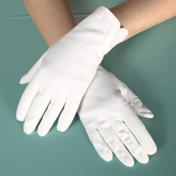 Short Emb Wrist White Gloves Cats Like Us