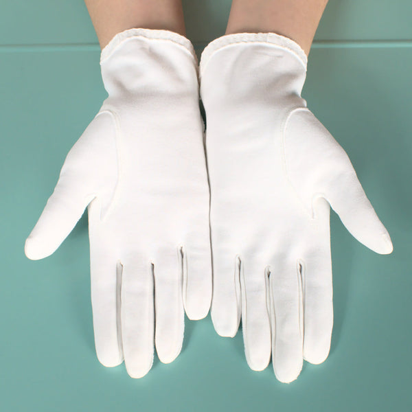 Short Emb Wrist White Gloves Cats Like Us