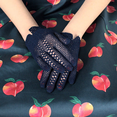 Short Navy Fishnet Gloves Cats Like Us