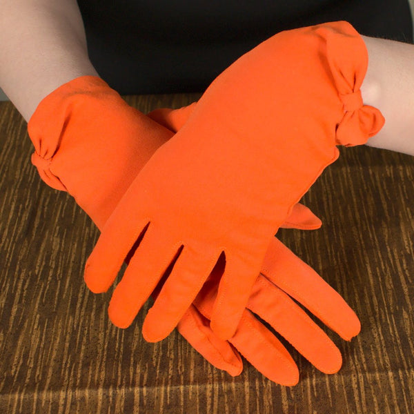 Short Orange Bow Gloves Cats Like Us