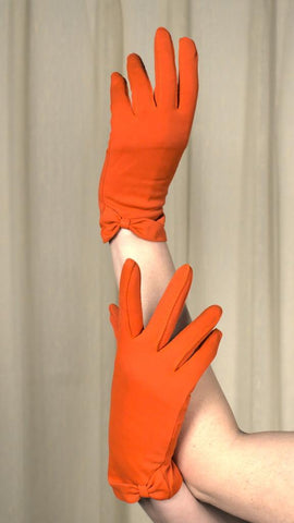 Short Orange Bow Gloves Cats Like Us