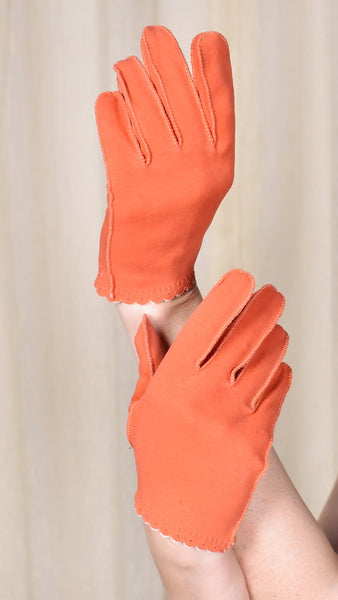 Short Orange Scallop Vintage Gloves Cats Like Us