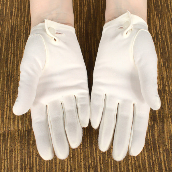 Short Plain White Button Gloves Cats Like Us