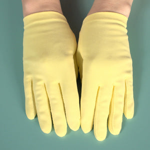 Short Plain Yellow Gloves Cats Like Us