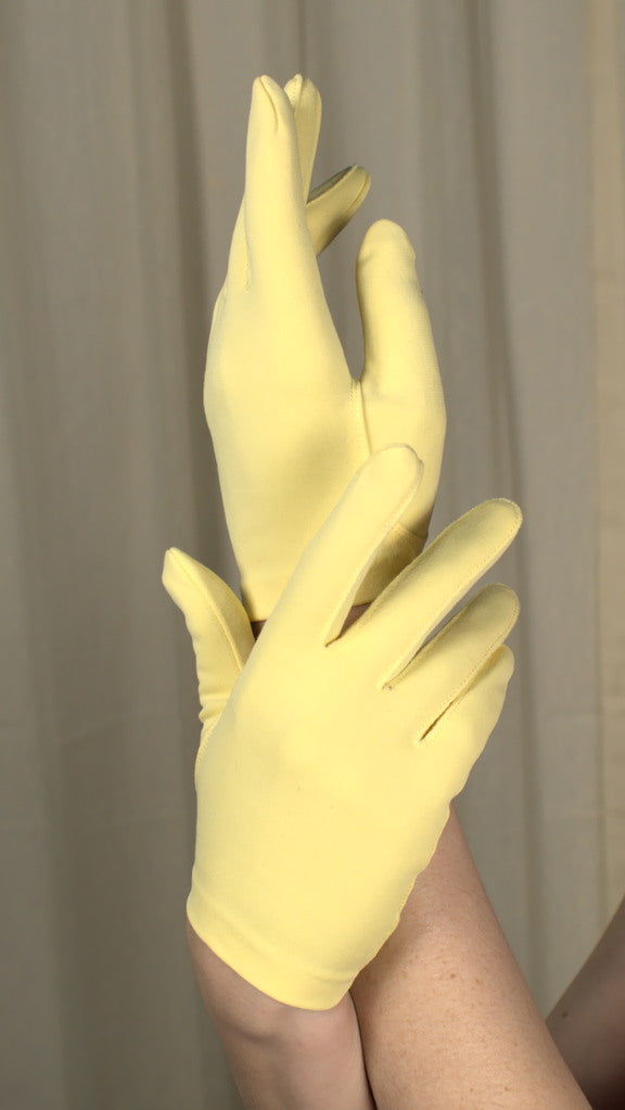 Short Plain Yellow Gloves Cats Like Us