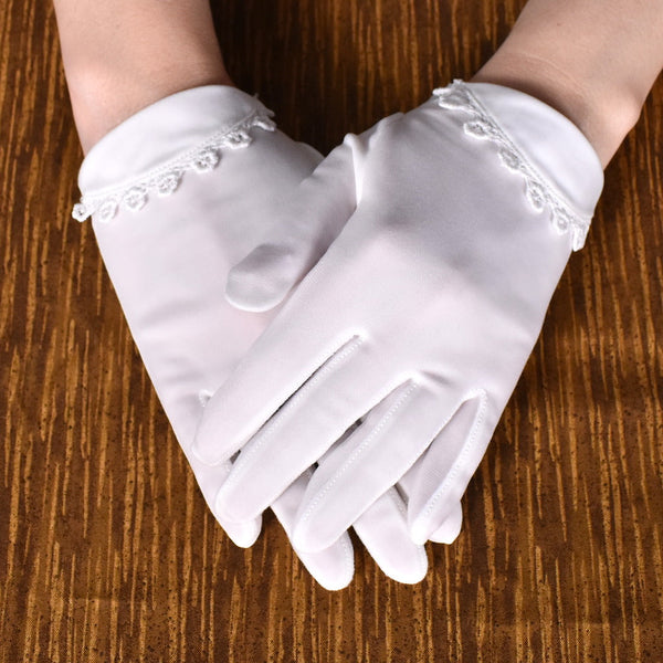 Short Round Lace Trim Vintage Gloves Cats Like Us