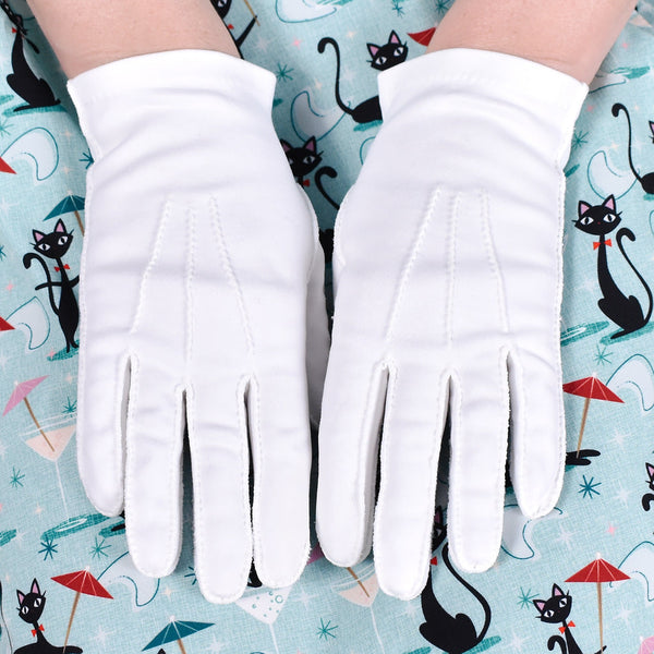 Short White Big Button Vintage Gloves Cats Like Us