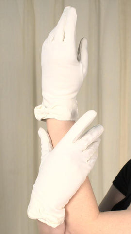Short White Bow Gloves Cats Like Us