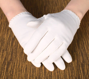 Short White Eyelet Wrist Gloves Cats Like Us