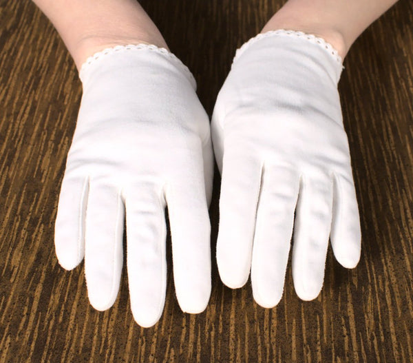 Short White Eyelet Wrist Gloves Cats Like Us