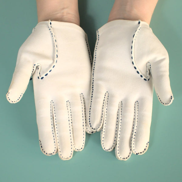 Short White & Navy Gloves Cats Like Us