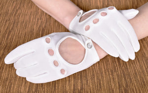 Short White Open Snap Vintage Gloves Cats Like Us