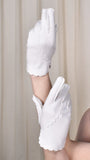 Cats Like Us Short White Scallop Trim Gloves