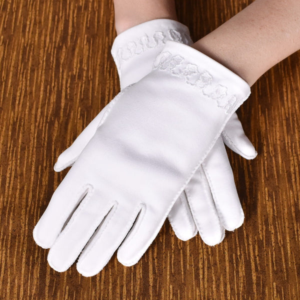 Short White Squiggle Vintage Gloves Cats Like Us
