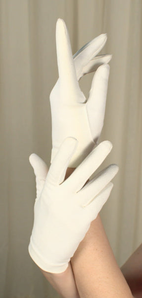 Short White Textured Gloves Cats Like Us