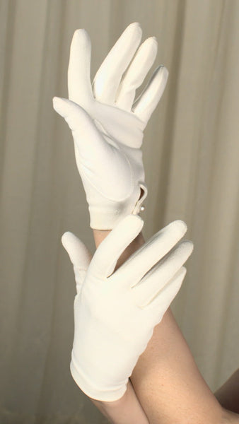 Short White Textured Gloves Cats Like Us