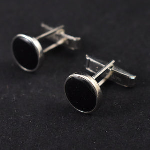 Silver & Black Round Cufflinks Cats Like Us