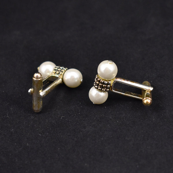 Silver & Pearl Vintage Cuff Links Cats Like Us