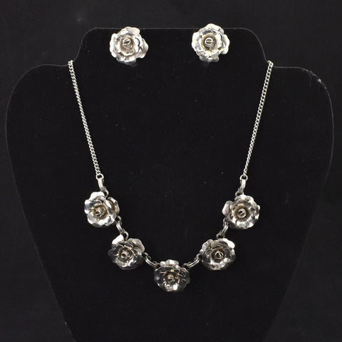 Silver Rose Necklace Set Cats Like Us