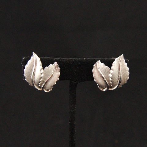 Silver Textured Leaf Earrings Cats Like Us