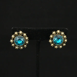 Sky Blue Rhinestone Vintage Earrings Cats Like Us